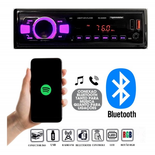 Som Auto Radio Rs-2605br Plus Fm Bluetooth Aux Usb Roadstar