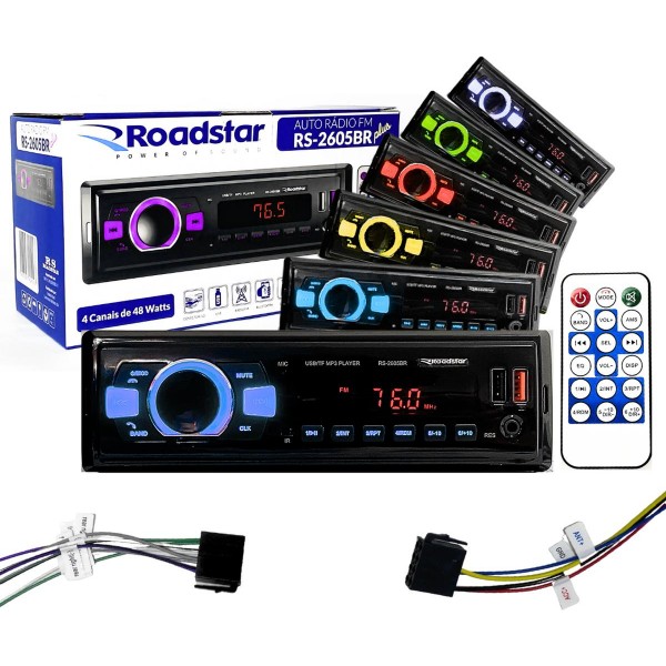 Som Auto Radio Rs-2605br Plus Fm Bluetooth Aux Usb Roadstar